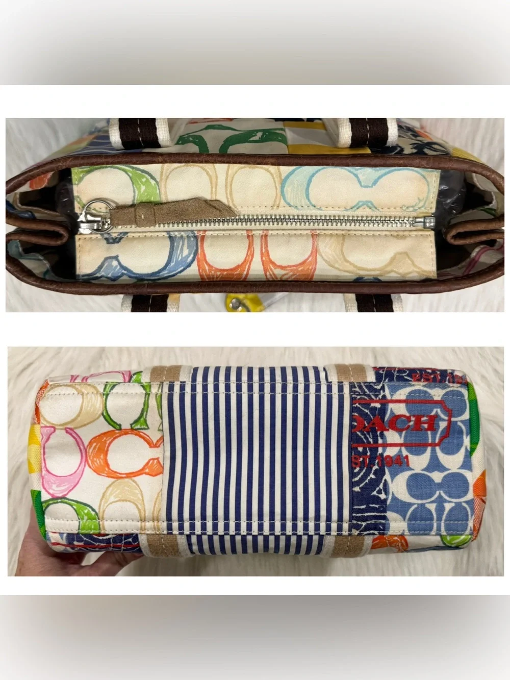 Vintage Coach Hampton Y2K Weekend Signature Multicolor Patchwork Tote 10454 GUC